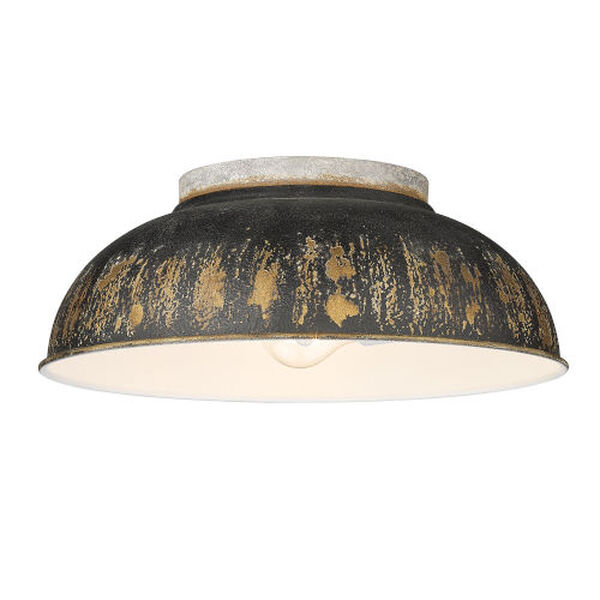 Kinsley Aged Galvanized Steel Two-Light Flush Mount with Antique Black Shade, image 5